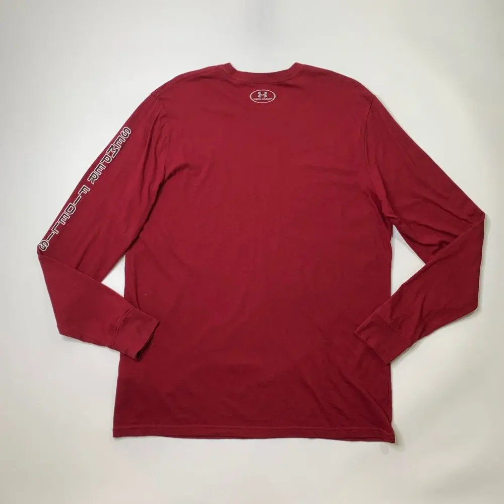 USMC Marine Corps Shirt Mens XL Wine HeatGear Loose Fit Long Sleeve Under Armour